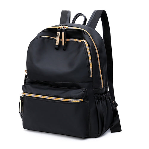 Black waterproof Oxford backpack for women by Ancient Energy, featuring a stylish school bag design with multiple compartments.