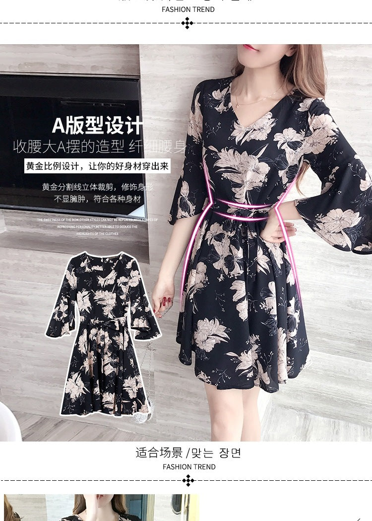 New floral dress women's summer dress summer 2019 new women's fashion student Korean style slimming fashion fashion