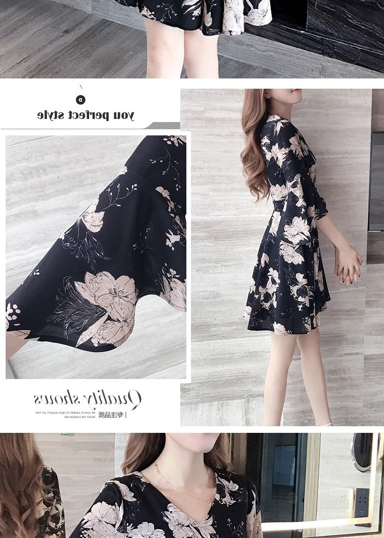 New floral dress women's summer dress summer 2019 new women's fashion student Korean style slimming fashion fashion