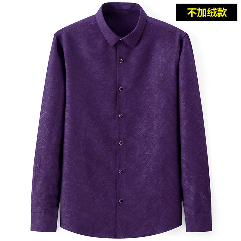Slim-fit Business Dress Men's Shirt Fashionable Printed Thin Casual Shirt Youth Long-sleeved Fashionable All-match Top for Men
