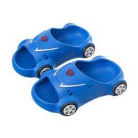 Kids glowing cartoon car slippers by Ancient Energy, luminous slip-resistant summer beach sandals for boys and girls.