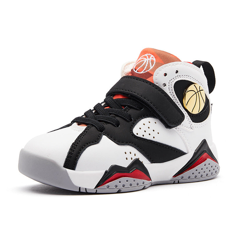 Young boy wearing Ancient Energy elementary school boys running shoes, featuring sporty design in vibrant colors.