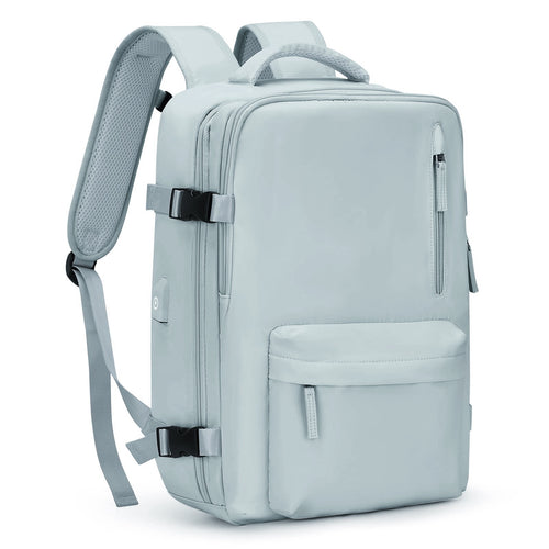 Ancient Energy large capacity travel backpack with multiple compartments, suitable for students and school use, in black with padded straps.