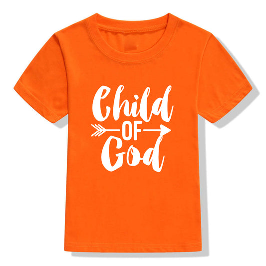 Kids colorful holiday faith shirt by Ancient Energy featuring Christian-themed short sleeve design with vibrant holiday colors.