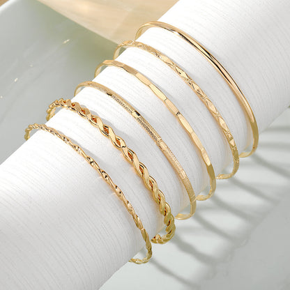 Bohemian Metal Chain Bracelet Set For Women Geometric Gold Color Thick Link Chain Bangle Female Fashion Jewelry - MANDOTOS