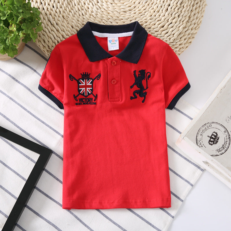 Bright blue boys' polo shirt by Ancient Energy, featuring a classic collar and short sleeves, perfect for kids' casual wear.