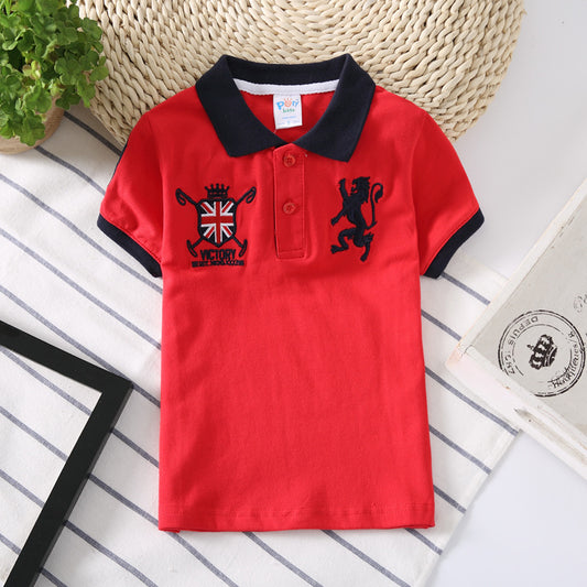 Bright blue boys' polo shirt by Ancient Energy, featuring a classic collar and short sleeves, perfect for kids' casual wear.