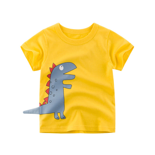 Colorful dinosaur kids T-shirt by Ancient Energy with playful dinosaur print on soft fabric for children.