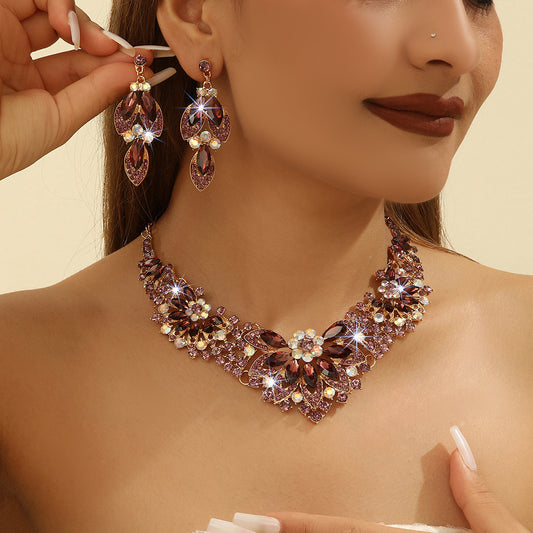 High Profile And Generous Crystal Necklace And Earrings Suite