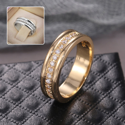 Simple Golden Sliver Rhinestones Ring Copper Plated RIngs Fashion Jewellery - MANDOTOS
