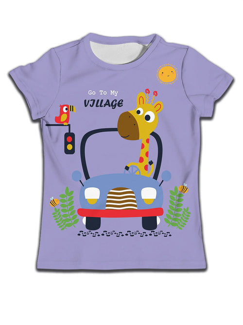 Children's boy's casual soft T-shirt with a cute cat cartoon pattern by Ancient Energy, featuring vibrant colors and comfortable fabric.