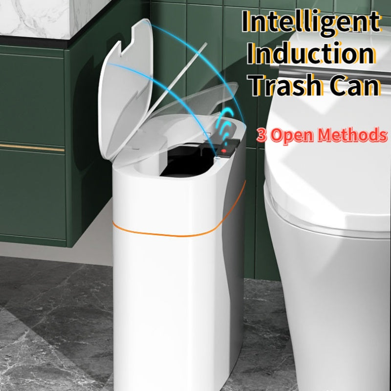 Smart Trash Can with Automatic Opening and Multiple Functions - White ABS Material - MANDOTOS0
