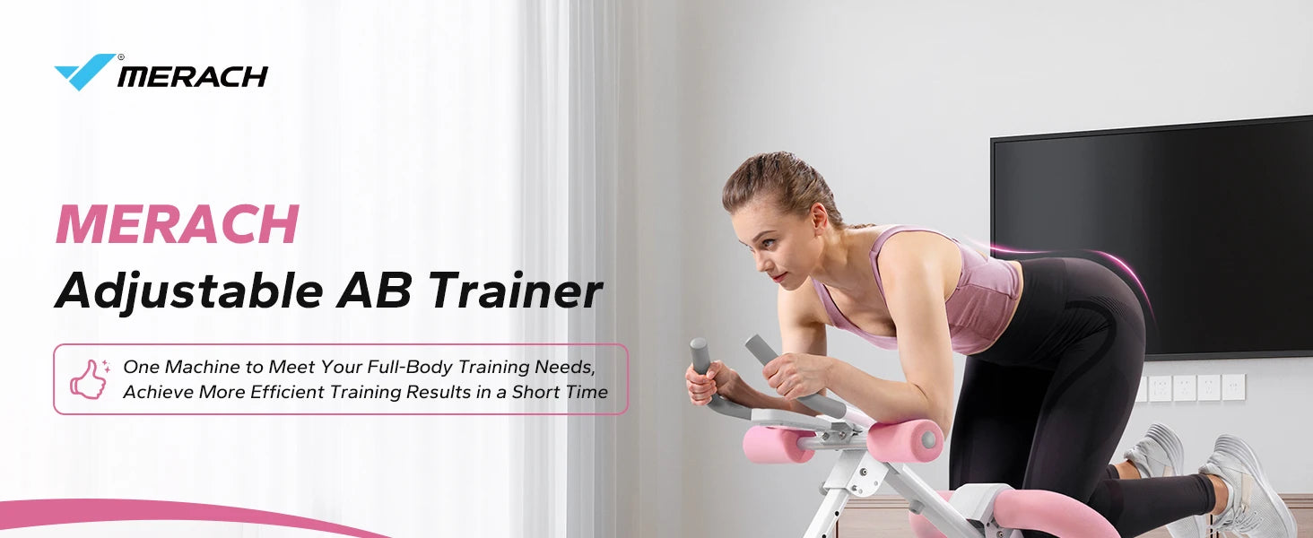 MERACH Ab Machine Adjustable Trainer Workout Foldable Knee Protection Abdominal Exercise Machine Core Ab Exercise System Trainer - MANDOTOS