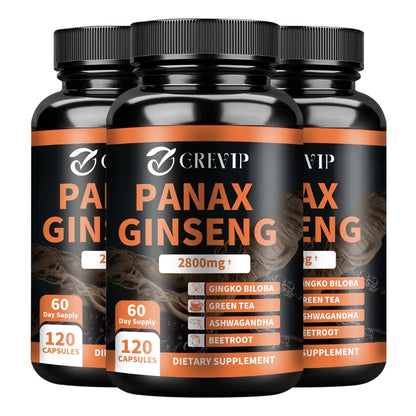 Panax Ginseng Supplement - Improve Memory and Concentration, Enhance Energy Endurance - 120 Capsules - MANDOTOS