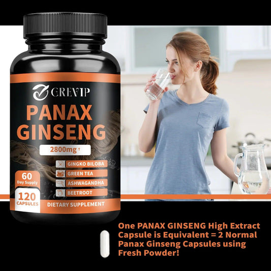 Panax Ginseng Supplement - Improve Memory and Concentration, Enhance Energy Endurance - 120 Capsules - MANDOTOS