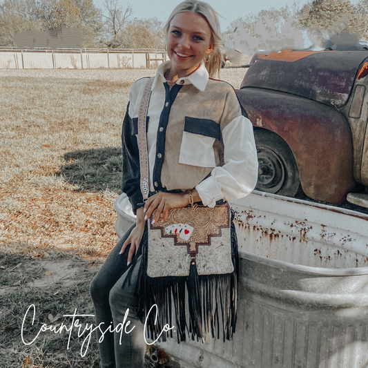 The Gambler Cowhide Fringe Purse