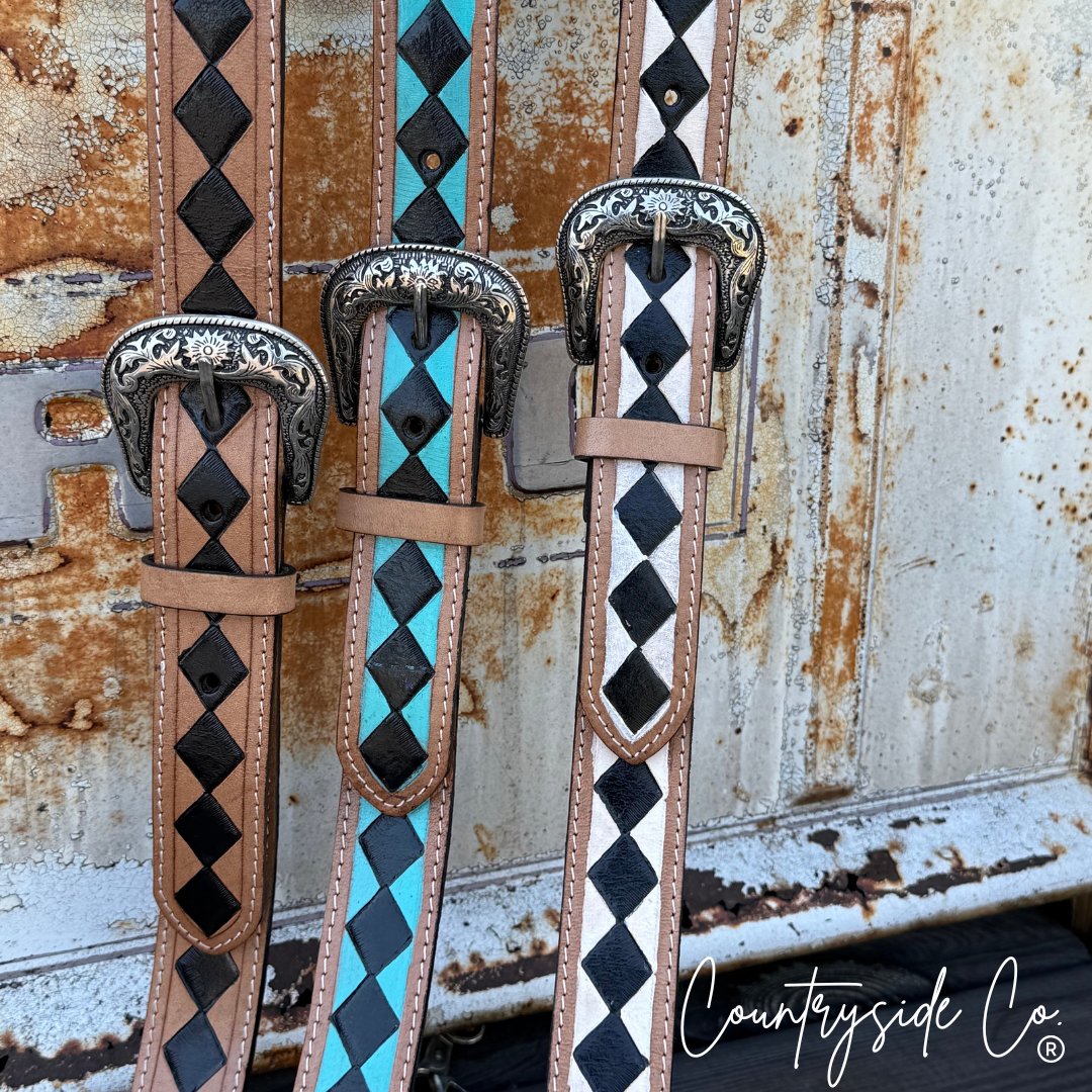 Wild West Leather Checkered Purse Strap