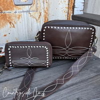 Boot Stitch Leather Purse and Wallet BUNDLE