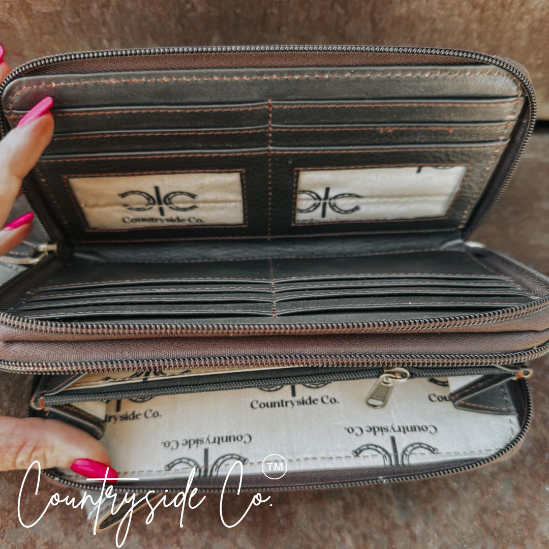 Boot Stitch Leather Purse and Wallet BUNDLE