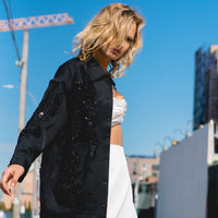 Valerie Black Designer Bomber Jacket: Luxe Sophistication for Modern Women - Apparel & Accessories