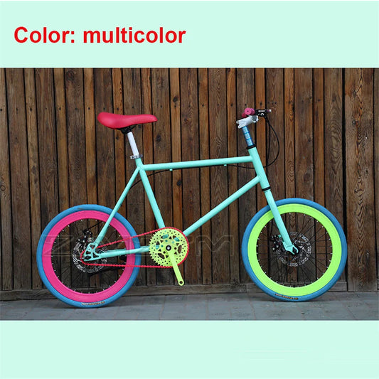 20 Inch Bike Single Speed Fixie Bike Double Dsic Brake Bicycle Freewheel Frame Mini Bicycle Height Adjustable 75-90cm