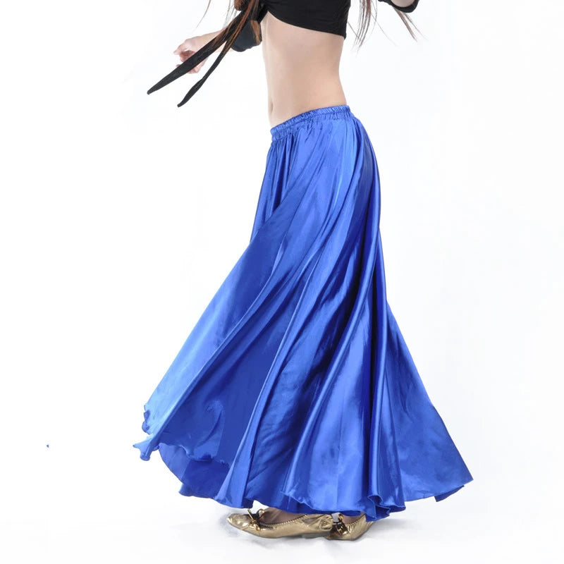 Shining Satin Long Spanish Skirt Swing Dancing Skirt Belly Dance skirt Sun Skirt 14 Colors Available VL-310 - MANDOTOS