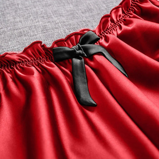 Silk Satin Sexy Panties Simple Flowers Floral Printed Lace Pajamas Underwear Fashionable Oversized Women Shorts Under Wears