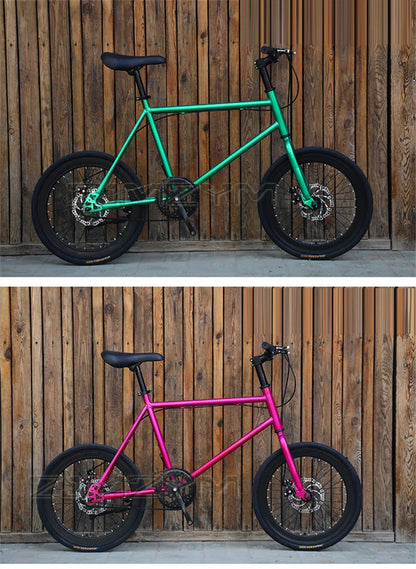 20 Inch Bike Single Speed Fixie Bike Double Dsic Brake Bicycle Freewheel Frame Mini Bicycle Height Adjustable 75-90cm