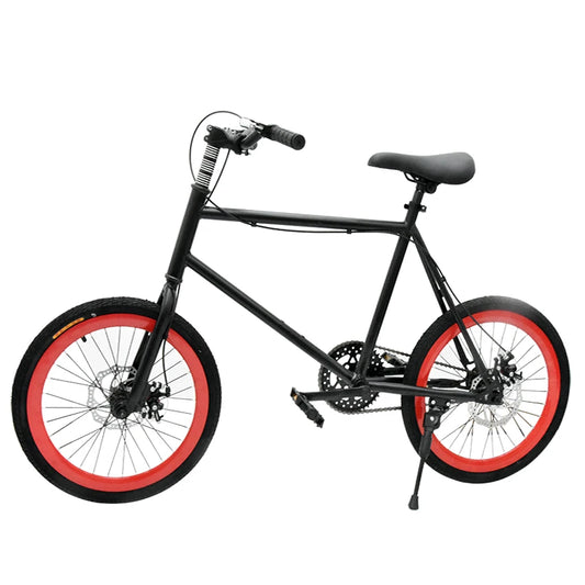 20 Inch Bike Single Speed Fixie Bike Double Dsic Brake Bicycle Freewheel Frame Mini Bicycle Height Adjustable 75-90cm