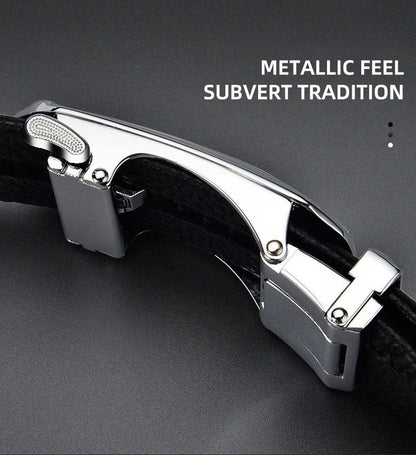 Belts for 3.5cm Width Sports Car Brand Fashion Automatic Buckle Black Genuine Leather Men's Jeans High Quality Waist Male Strap - MANDOTOS