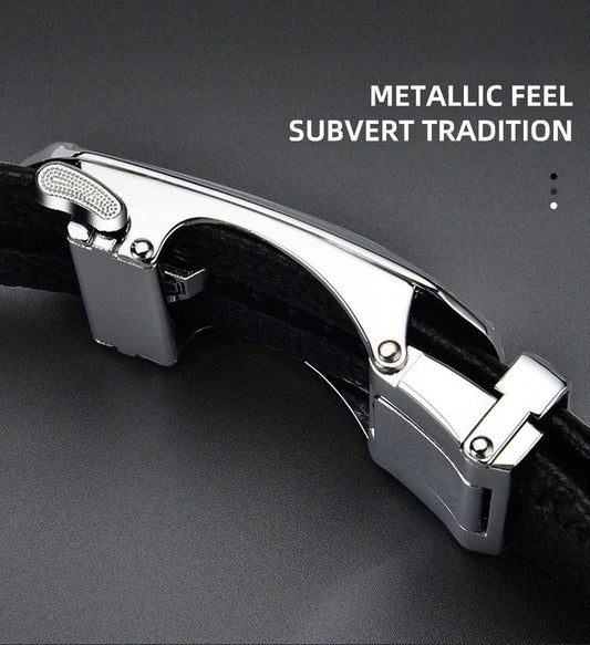 Belts for 3.5cm Width Sports Car Brand Fashion Automatic Buckle Black Genuine Leather Men's Jeans High Quality Waist Male Strap - MANDOTOS