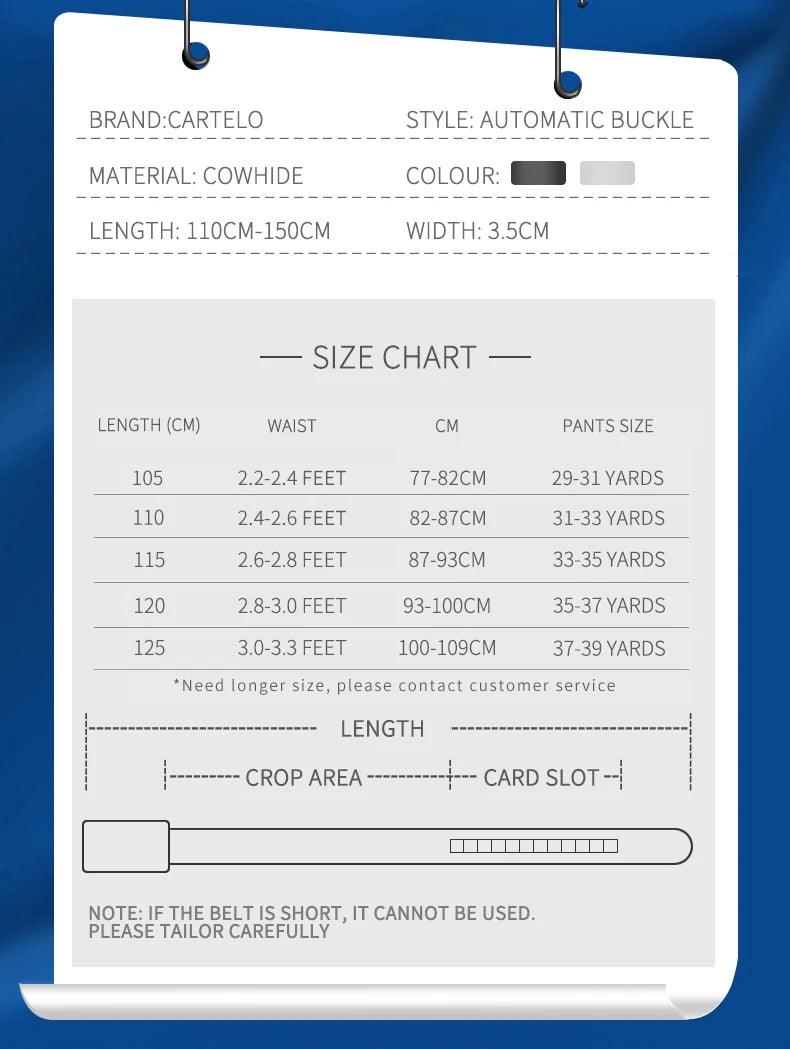 Belts for 3.5cm Width Sports Car Brand Fashion Automatic Buckle Black Genuine Leather Men's Jeans High Quality Waist Male Strap - MANDOTOS