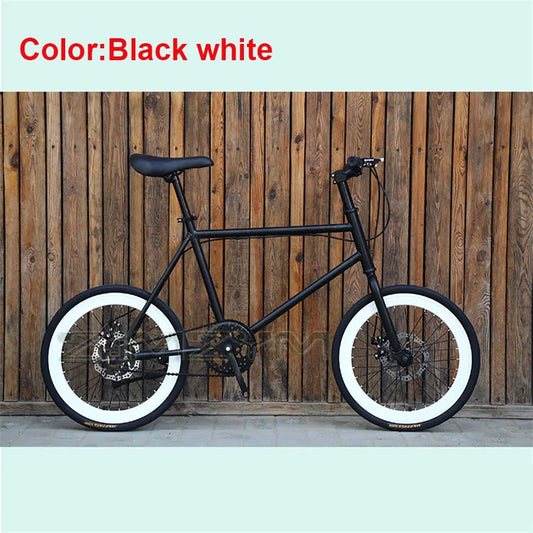 20 Inch Bike Single Speed Fixie Bike Double Dsic Brake Bicycle Freewheel Frame Mini Bicycle Height Adjustable 75-90cm