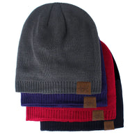 Unisex URGENTMAN Labal Winter Hats Solid Color Knitted Hats For Men And Women Beanie Cap Outdoor Add Fur Lining Warm Sports Hats