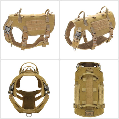 Tactical Dog Harness Leash Durable Military Dog Harness Vest MOLLE For Large Dogs erman Shepherd Training Harnesses With Pouches - MANDOTOS