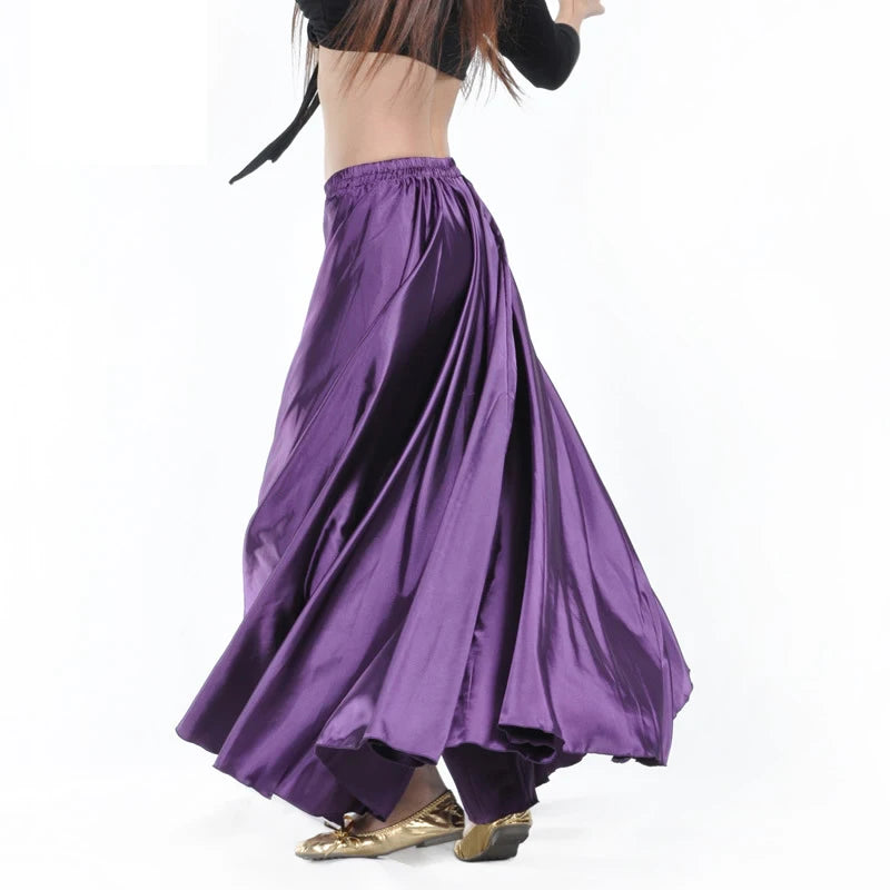 Shining Satin Long Spanish Skirt Swing Dancing Skirt Belly Dance skirt Sun Skirt 14 Colors Available VL-310 - MANDOTOS