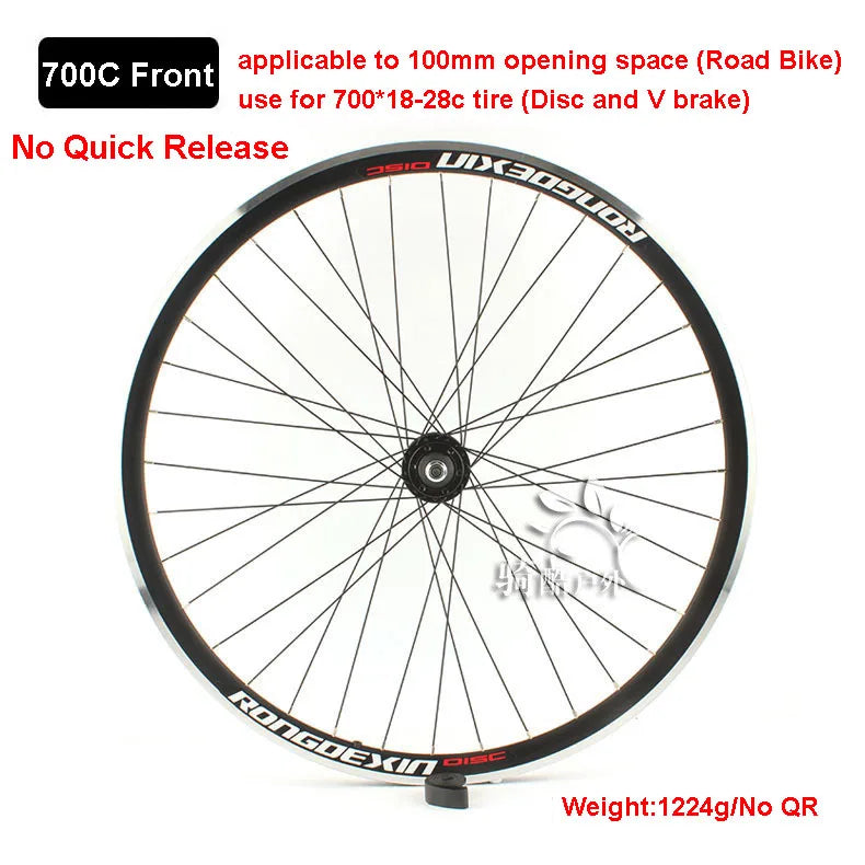 Cruiser Tour Bike Wheelset, Double Deck Rim, Front Wheel Disc, V Brake, Rear Back Wheels, Cassette and Screwed Hub, 36H, 700C