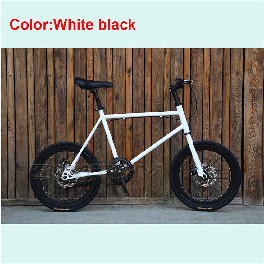 20 Inch Bike Single Speed Fixie Bike Double Dsic Brake Bicycle Freewheel Frame Mini Bicycle Height Adjustable 75-90cm