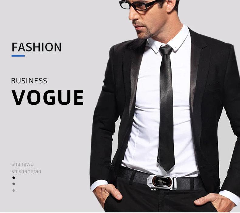 Belts for 3.5cm Width Sports Car Brand Fashion Automatic Buckle Black Genuine Leather Men's Jeans High Quality Waist Male Strap - MANDOTOS