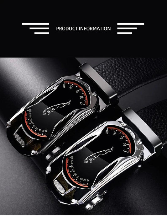 Belts for 3.5cm Width Sports Car Brand Fashion Automatic Buckle Black Genuine Leather Men's Jeans High Quality Waist Male Strap - MANDOTOS