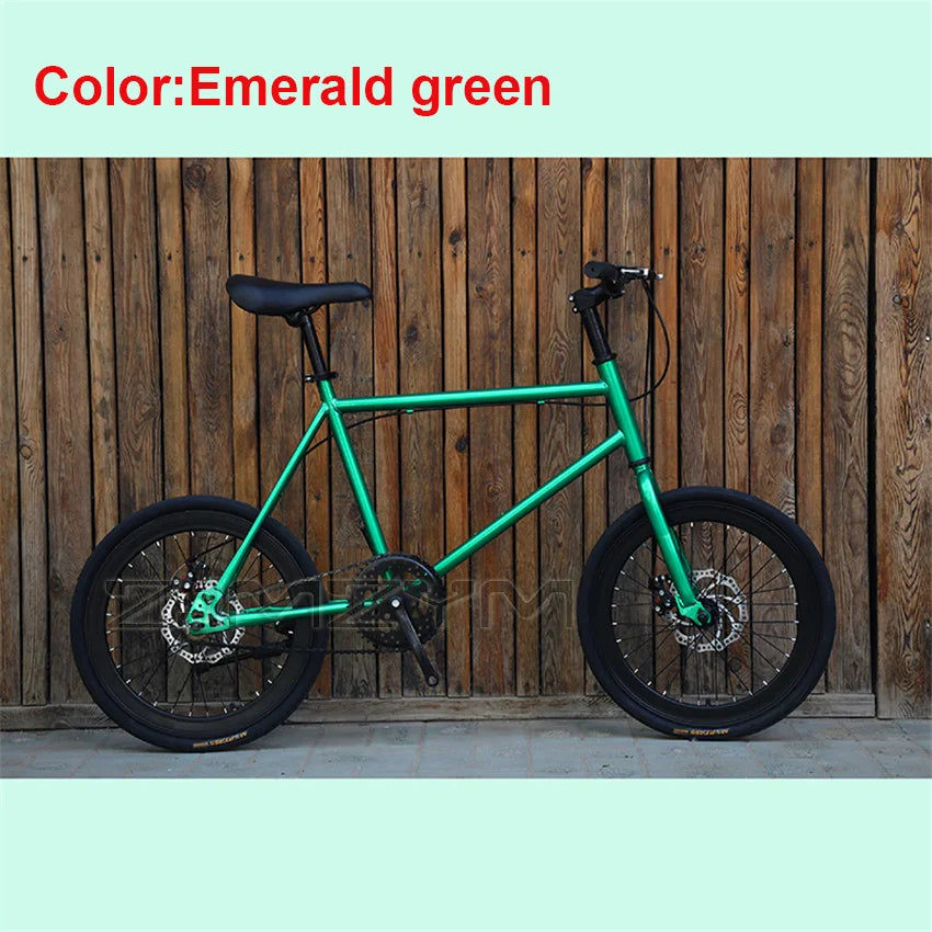 20 Inch Bike Single Speed Fixie Bike Double Dsic Brake Bicycle Freewheel Frame Mini Bicycle Height Adjustable 75-90cm