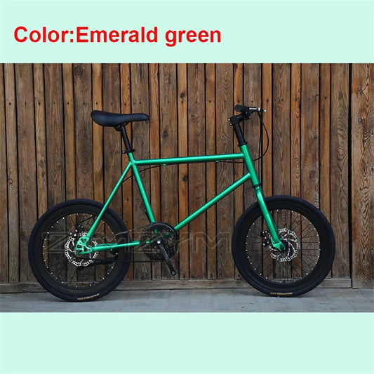 20 Inch Bike Single Speed Fixie Bike Double Dsic Brake Bicycle Freewheel Frame Mini Bicycle Height Adjustable 75-90cm