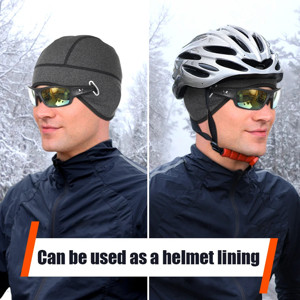 Winter Thermal Hats Fleece Beanies Ear Warmer Outdoor Sports Ski Snowboard Running Cycling Bike Soft Stretchy Cap Headwear Men