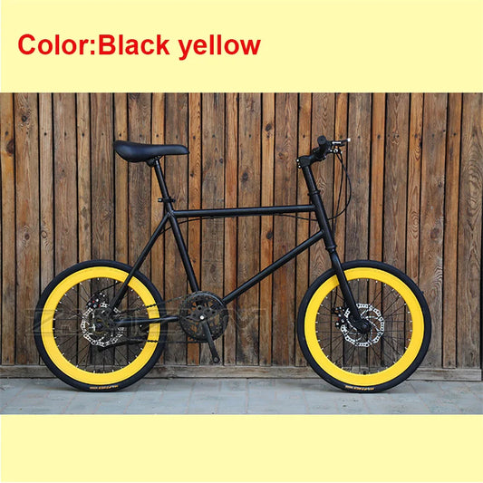 20 Inch Bike Single Speed Fixie Bike Double Dsic Brake Bicycle Freewheel Frame Mini Bicycle Height Adjustable 75-90cm