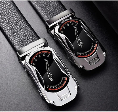 Belts for 3.5cm Width Sports Car Brand Fashion Automatic Buckle Black Genuine Leather Men's Jeans High Quality Waist Male Strap - MANDOTOS