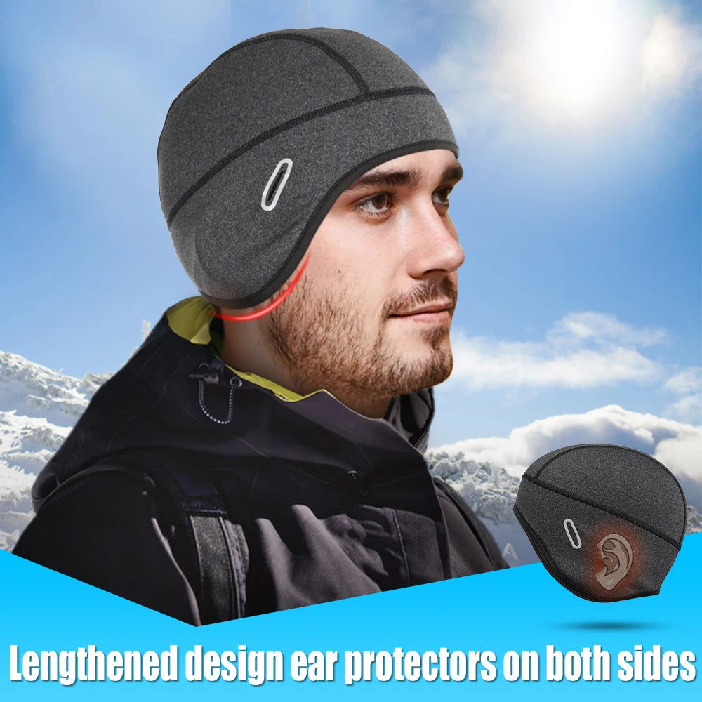 Winter Thermal Hats Fleece Beanies Ear Warmer Outdoor Sports Ski Snowboard Running Cycling Bike Soft Stretchy Cap Headwear Men