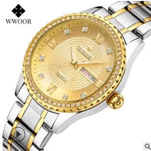 WWOOR Elegance Gold Diamond Quartz Watch - MANDOTOS