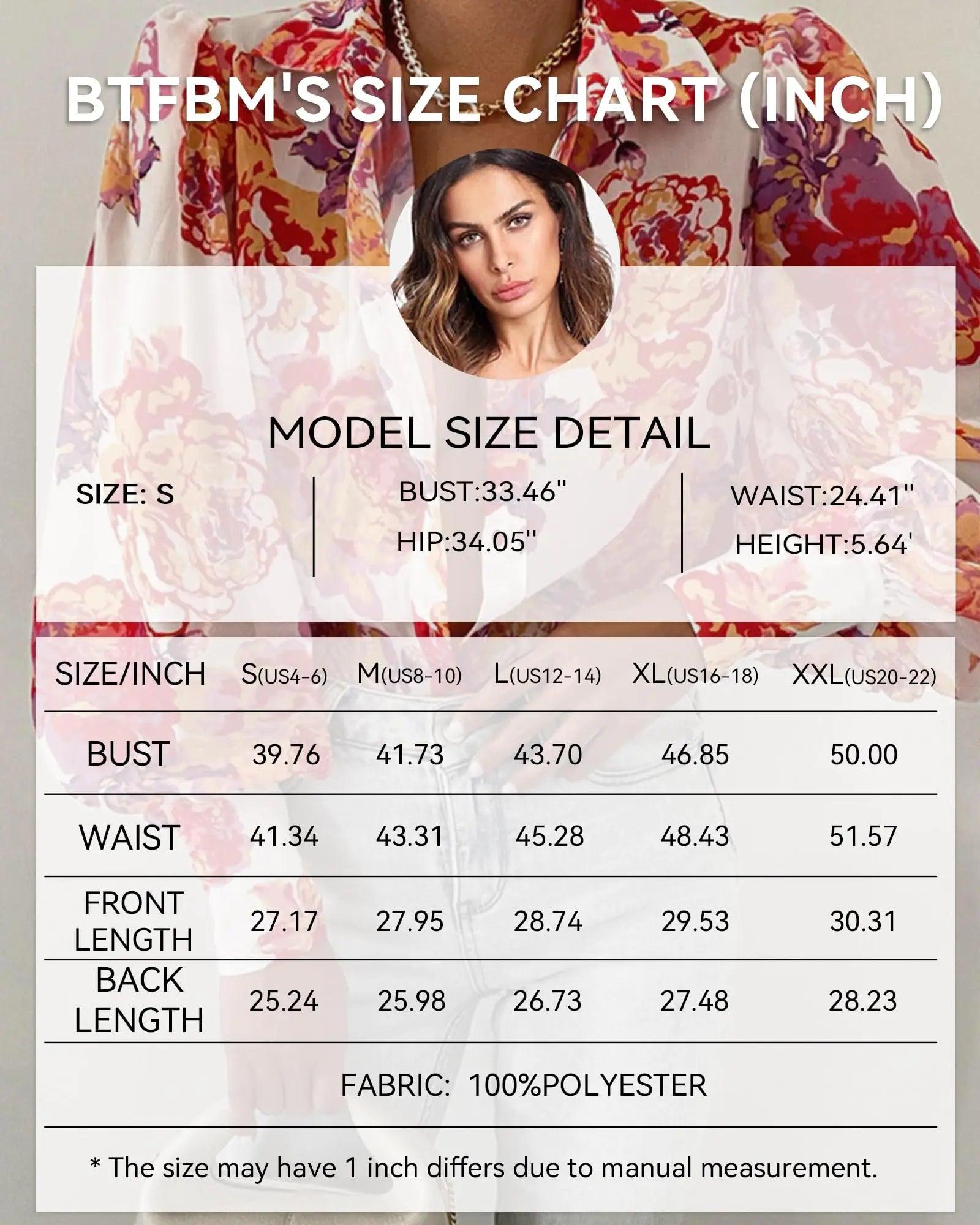 BTFBM Women's Boho V-Neck Button-Down Blouse - MANDOTOS