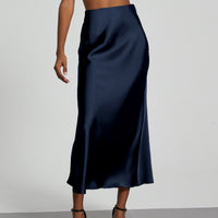 In-Stock Cross-Border Women's Clothing Wholesale European and American Style Elegant Satin Midi Skirt Slimming and Flowy