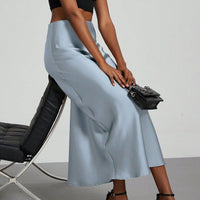 In-Stock Cross-Border Women's Clothing Wholesale European and American Style Elegant Satin Midi Skirt Slimming and Flowy